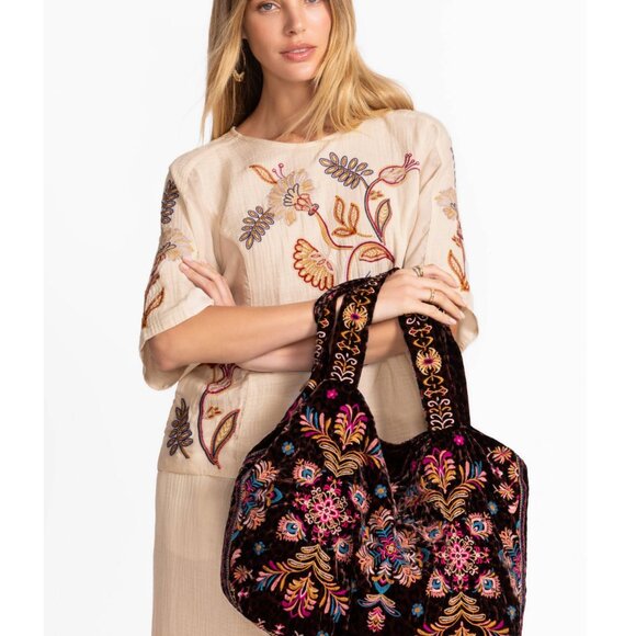 Johnny Was Velvet Tote Bag, NEW, Misty Leopard - Picture 3 of 5